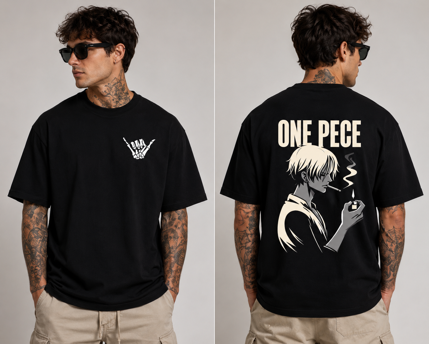 One Piece Printed Black Colour Tshirt