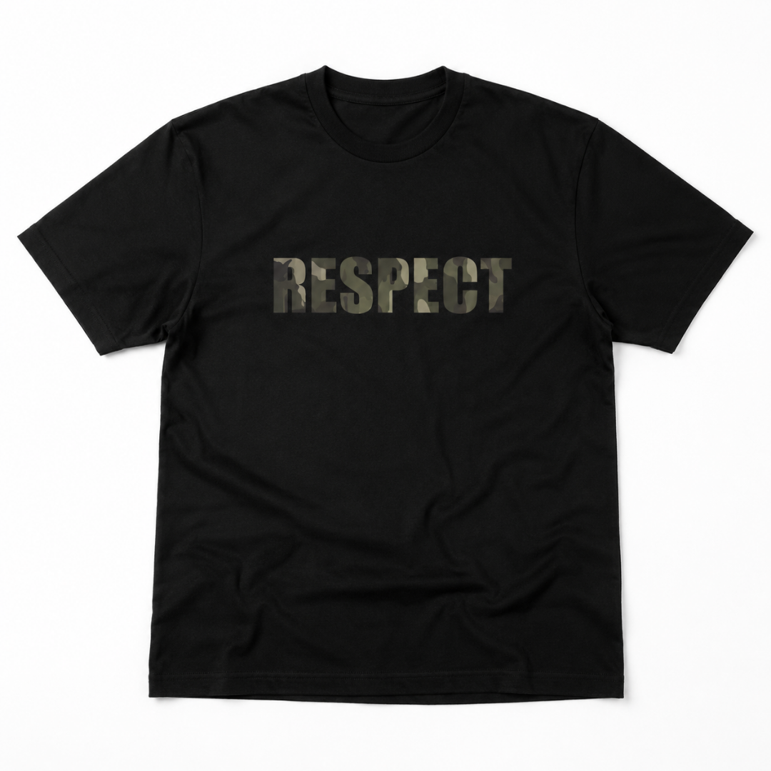 Respect Printed Black Tshirt
