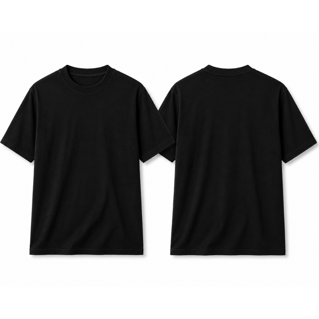 Black Plain Round Neck Tshirt